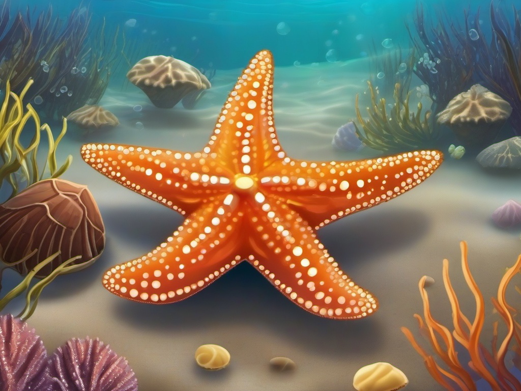 Starfish Cartoon - Cartoon of starfish on ocean floor  