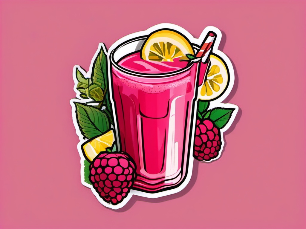 Raspberry Lemonade Sticker - Refresh with the sweet and tangy taste of raspberry lemonade, , sticker vector art, minimalist design