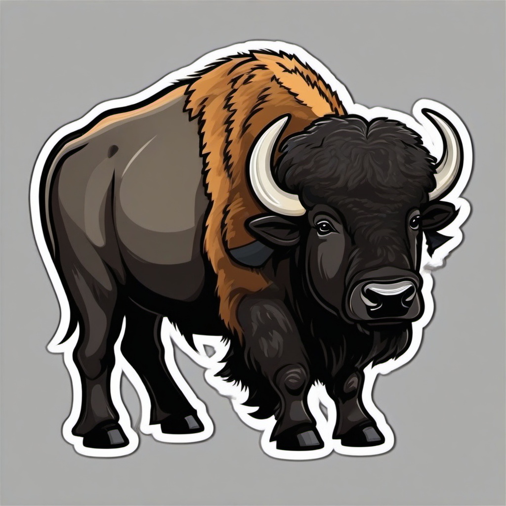 Buffalo cartoon - large, powerful animal sometimes used for plowing  cartoon sticker style