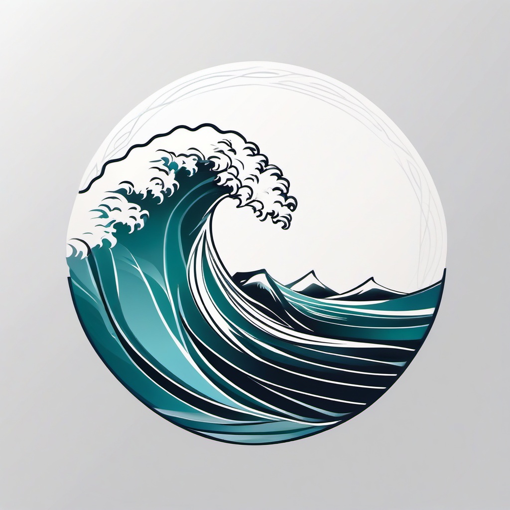 Minimal Wave Tattoo - Embrace simplicity and elegance with a minimalistic wave-themed tattoo.  simple vector color tattoo,minimal,white background