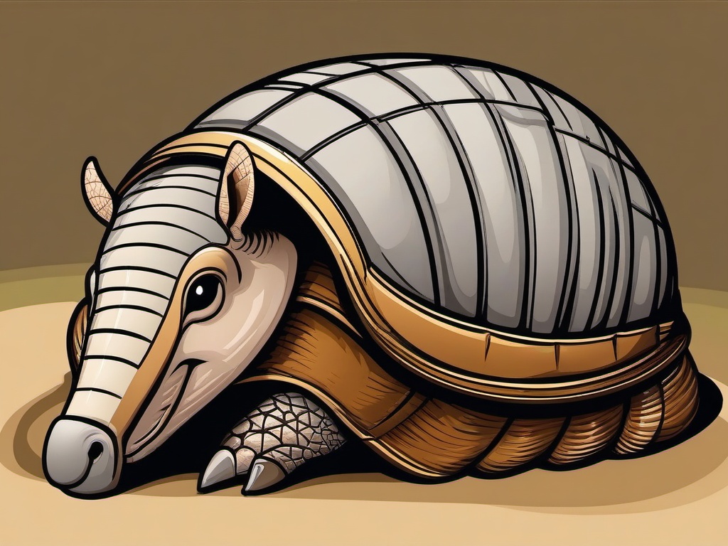 Armadillo Cartoon - Cartoon of armadillo curled up  