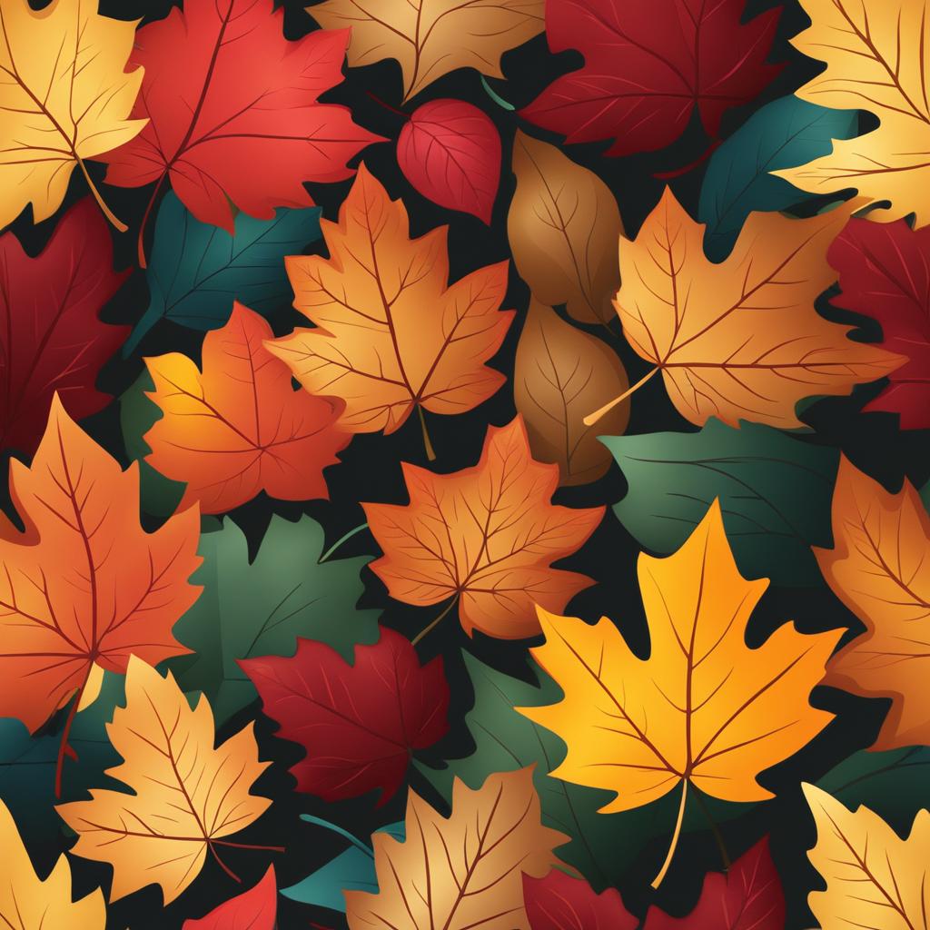 fall leaves clipart - multicolored autumn leaves, swirling in a gentle breeze in a serene forest 