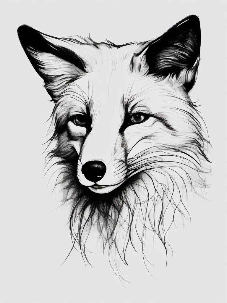 drawing of a Blanford's fox  minimal rough sketch scribbles,doodles,black and white