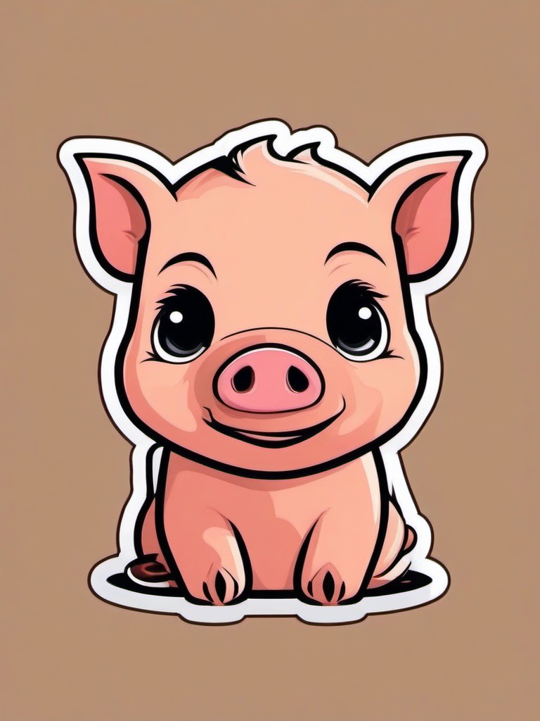 Miniature Pig cartoon - small, friendly pig often kept as a pet  cartoon sticker style