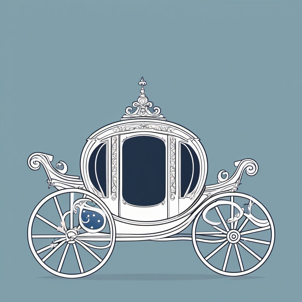 Cinderella Carriage Fairytale Clipart - A magical Cinderella carriage.  color vector clipart, minimal style