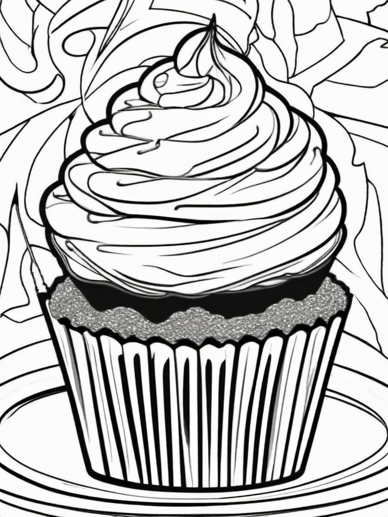 Cake Coloring Pages - Chocolate lava cupcake with molten center  simple coloring pages