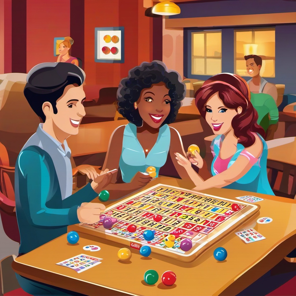 Bingo clipart - friends playing bingo together  vector clipart