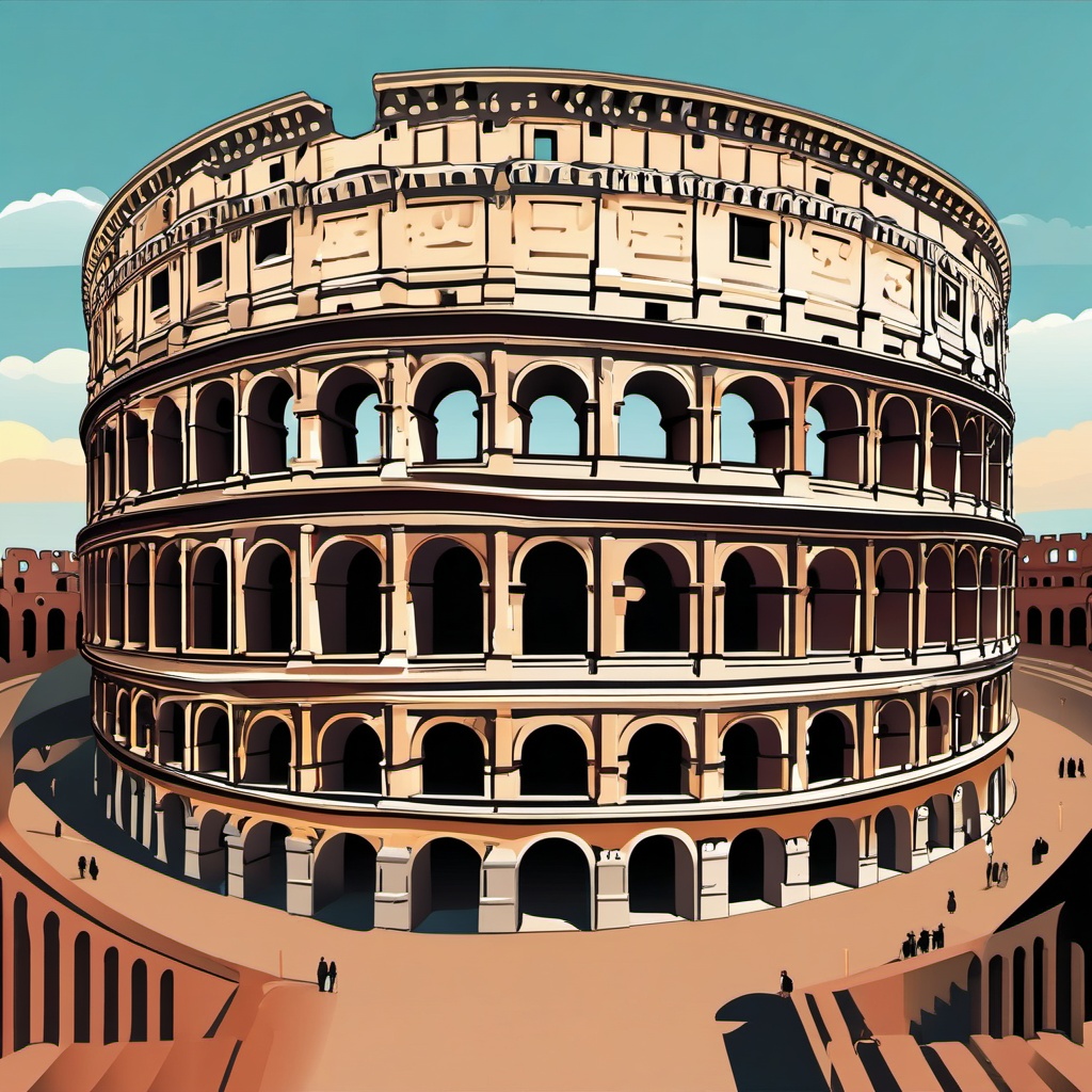 Colosseum clipart - Ancient Roman amphitheater in Rome, Italy, ,color clipart vector style