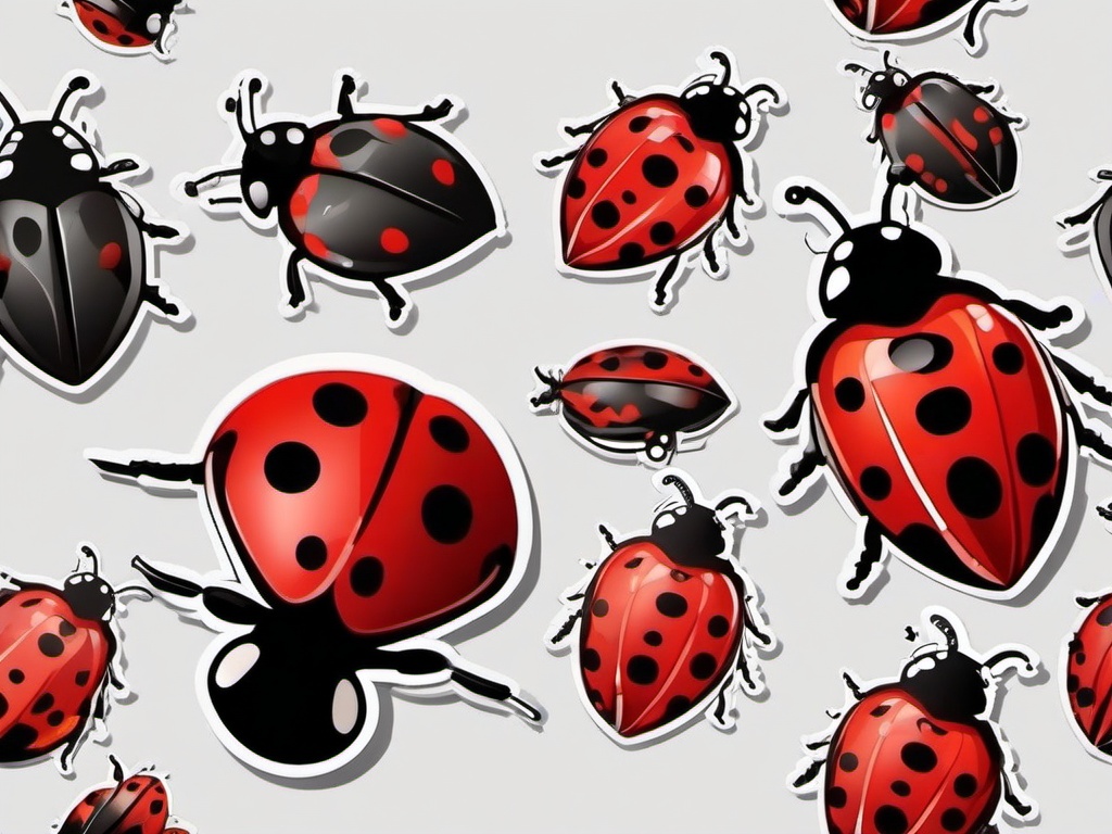 Ladybug cartoon - red beetle with black spots  cartoon sticker style