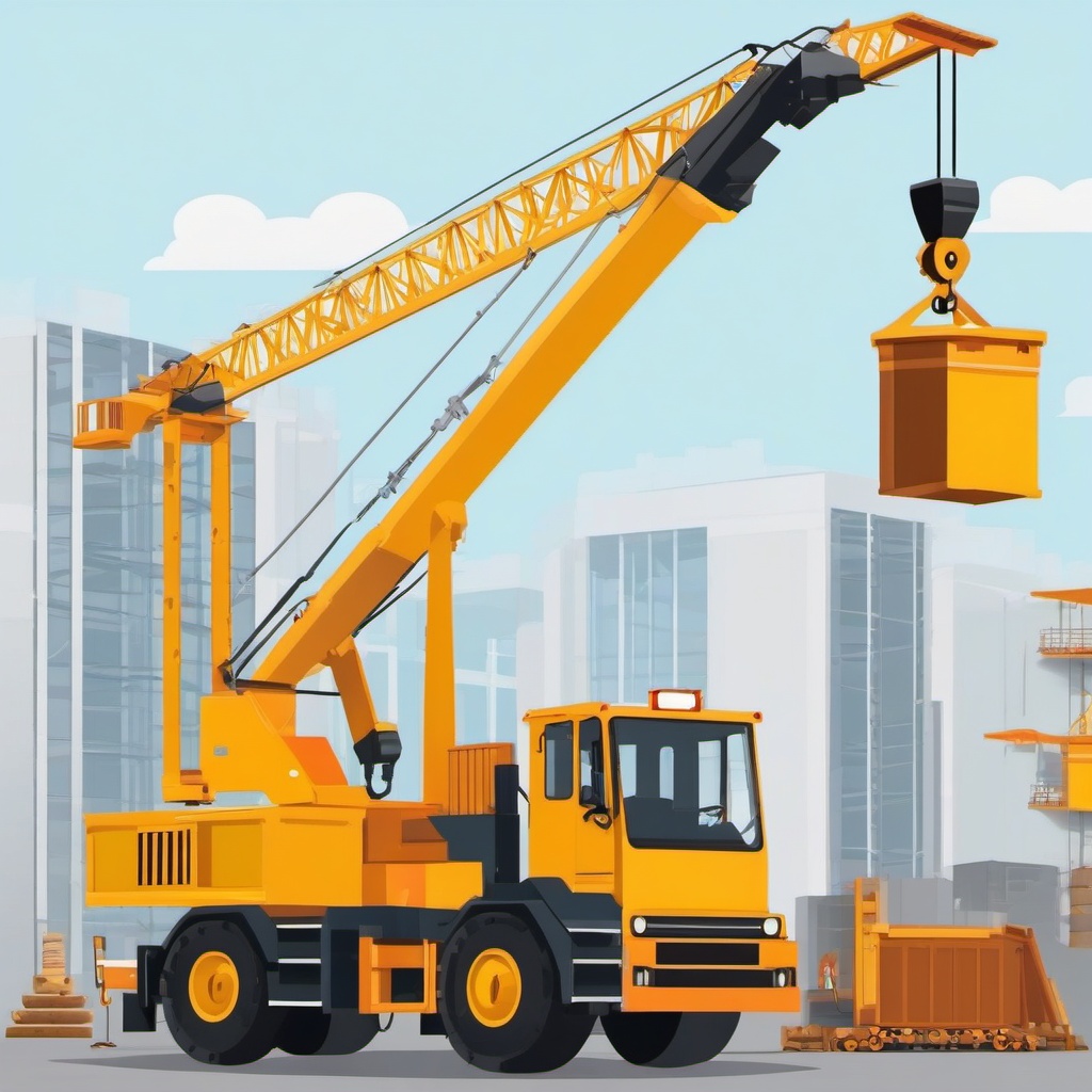 Construction Crane clipart - A tall crane lifting heavy materials at a construction site., ,vector color clipart,minimal