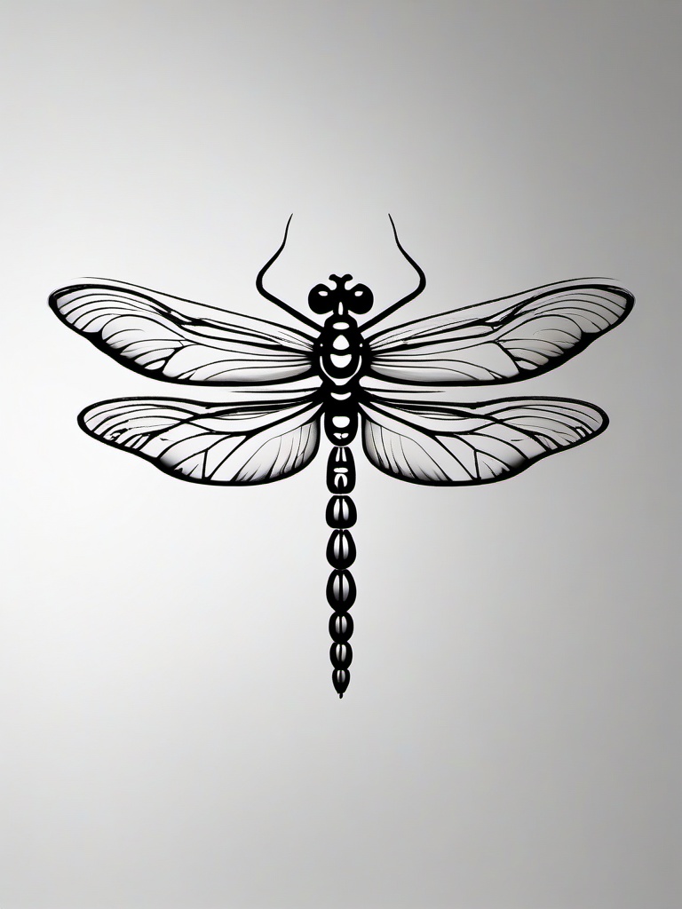 Dragonfly Semicolon Tattoo - Tattoo combining a dragonfly motif with a semicolon symbol.  simple color tattoo,minimalist,white background