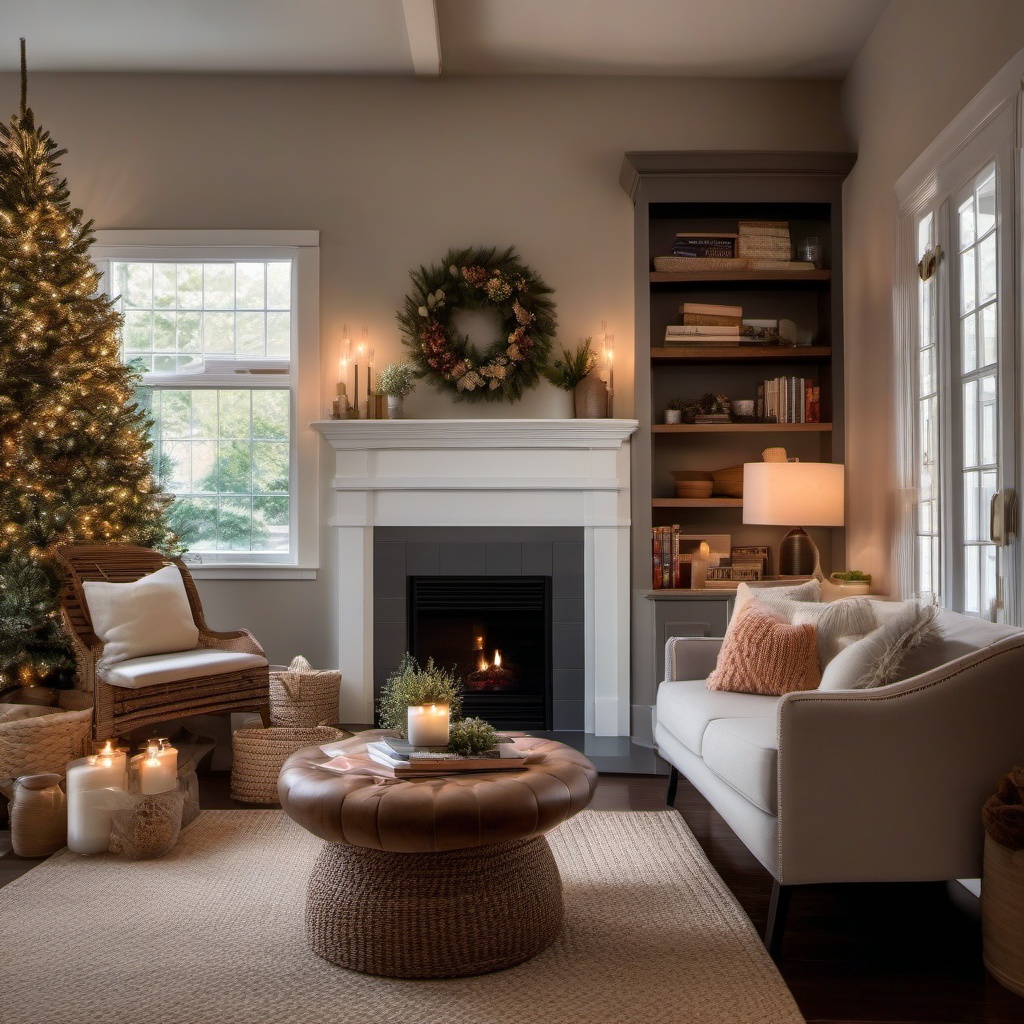 Cozy Living Room Nook - Cozy nook with a fireplace and built-in bookshelves. realistic, professional photography, bokeh, natural lighting, canon lens, shot on dslr 64 megapixels sharp focus