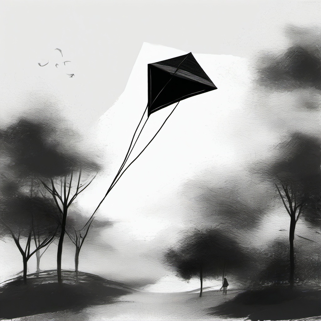 drawing of a kite  minimal rough scribbles,doodles,black and white