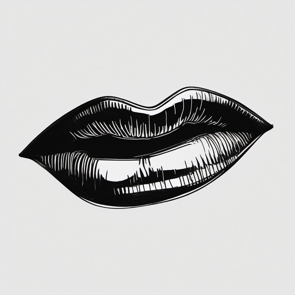 drawing of a mouth with lips  minimal rough sketch scribbles,doodles,black and white