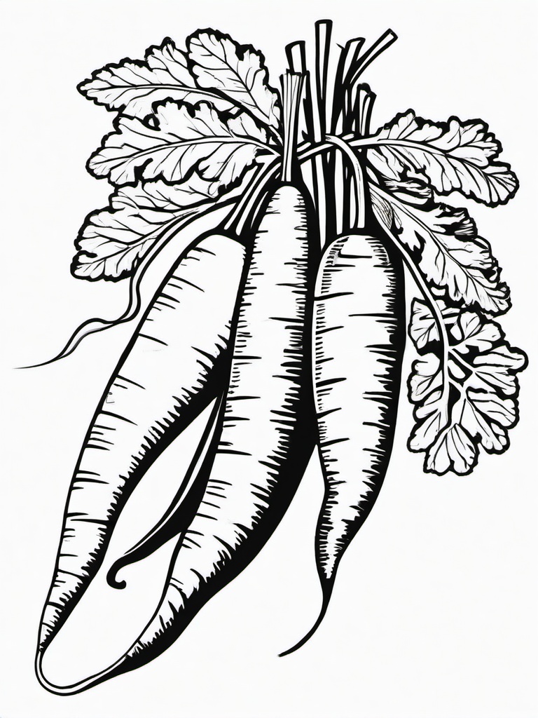 Vegetable Coloring Pages - Carrot with leafy green top  simple coloring pages