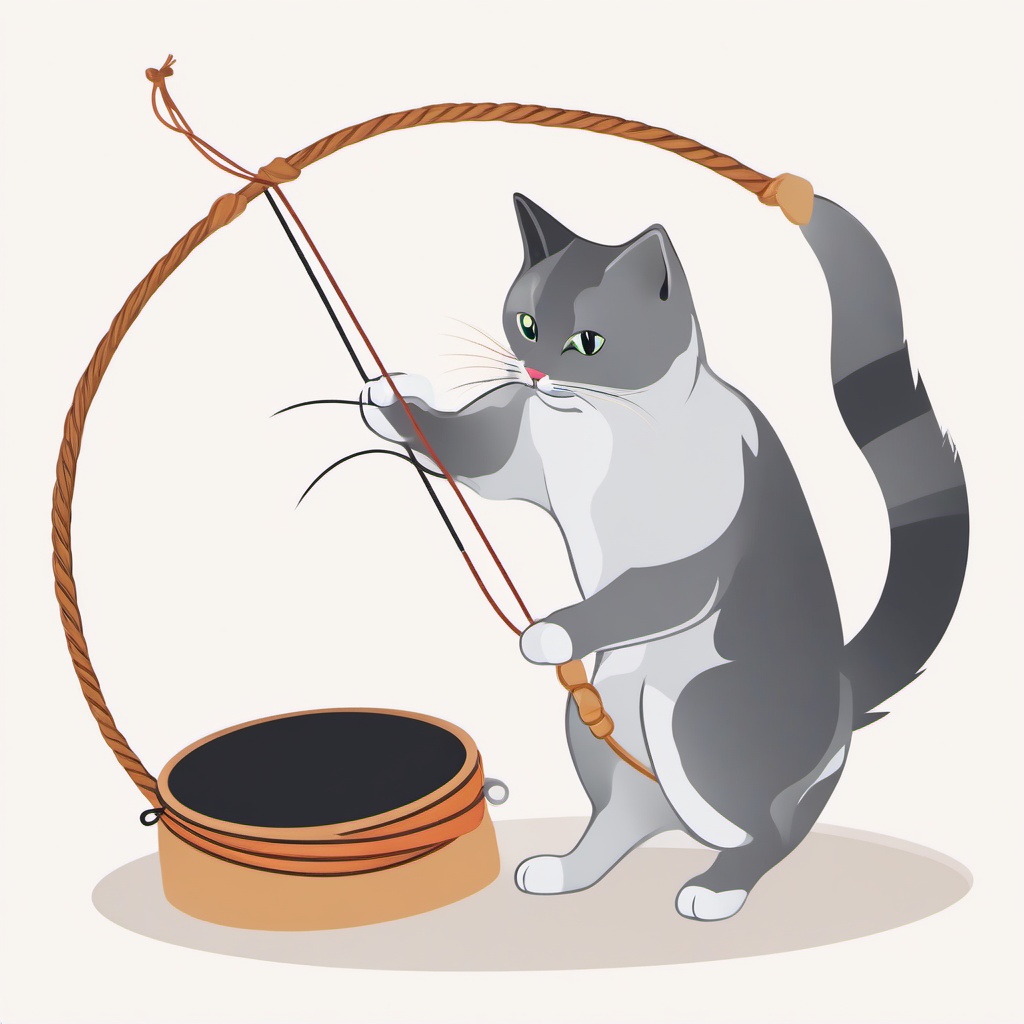 Cat clipart - cat playing with a string  