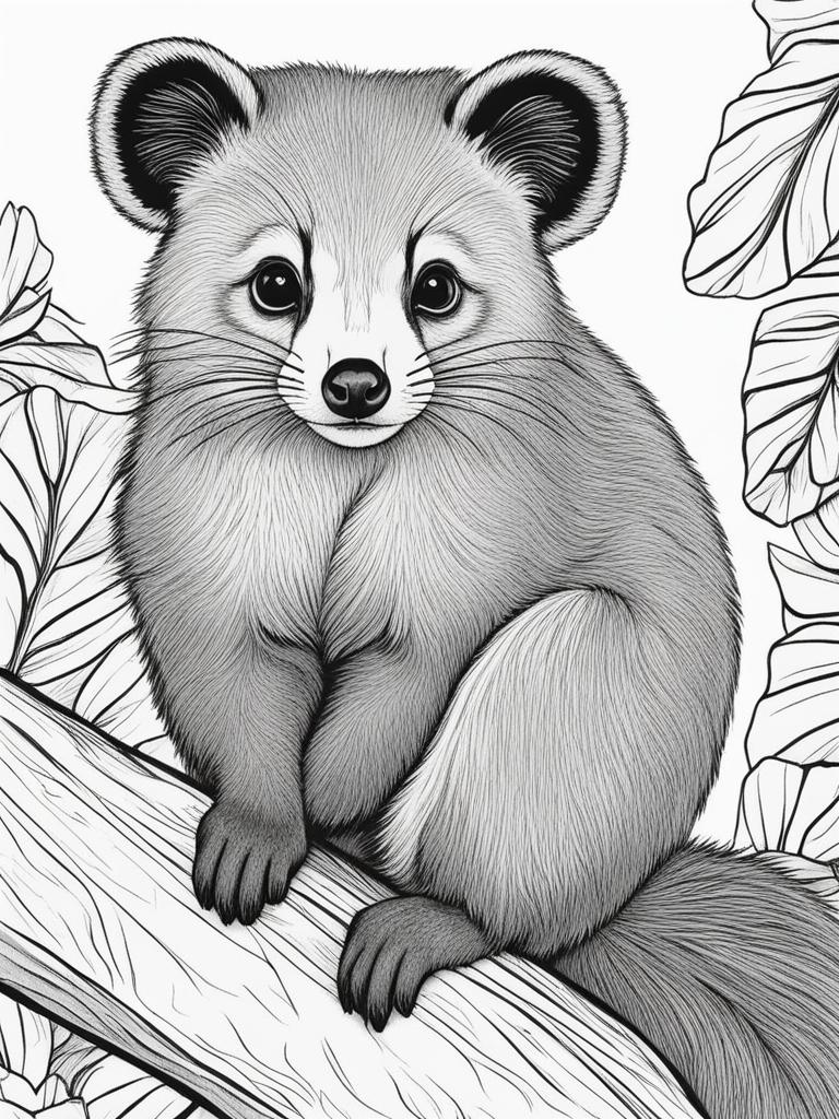 binturongs cute animals coloring page 