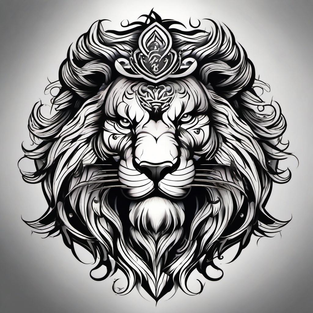 Fu lion tattoo, Tattoos featuring the Fu lion, a symbol of protection and good luck. , color tattoo designs, white clean background