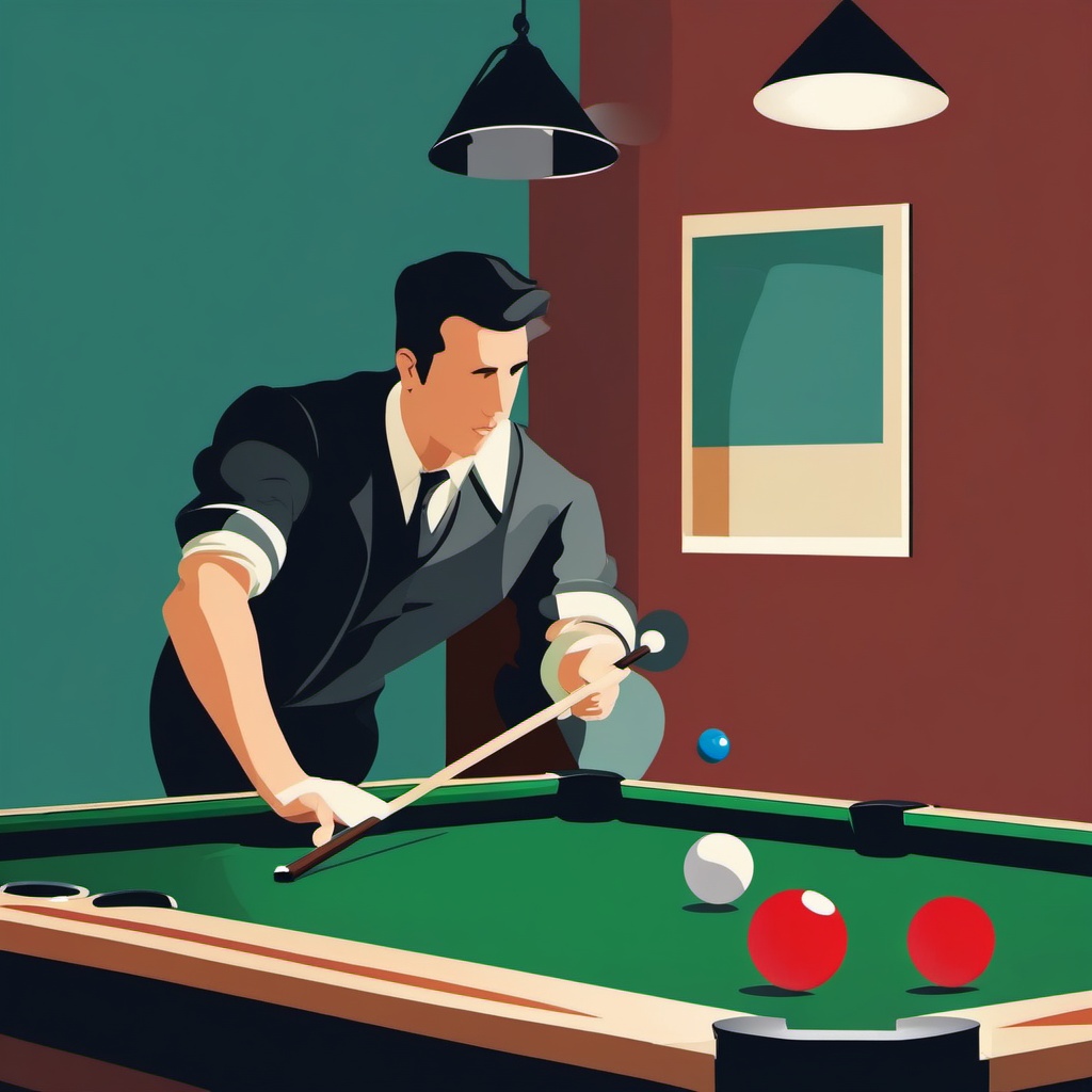 Billiards Winning Shot Clipart - A billiards player sinking the winning shot.  color vector clipart, minimal style