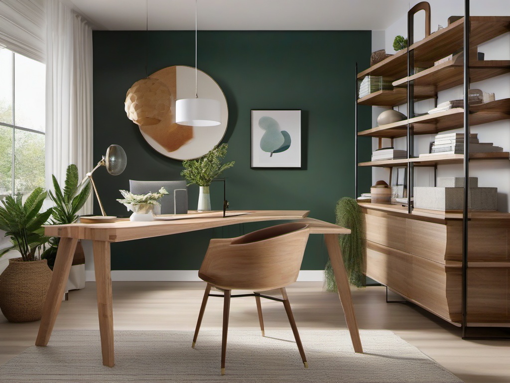 Organic Modern home office highlights natural materials, soothing colors, and simple designs for a calming workspace that encourages creativity.  