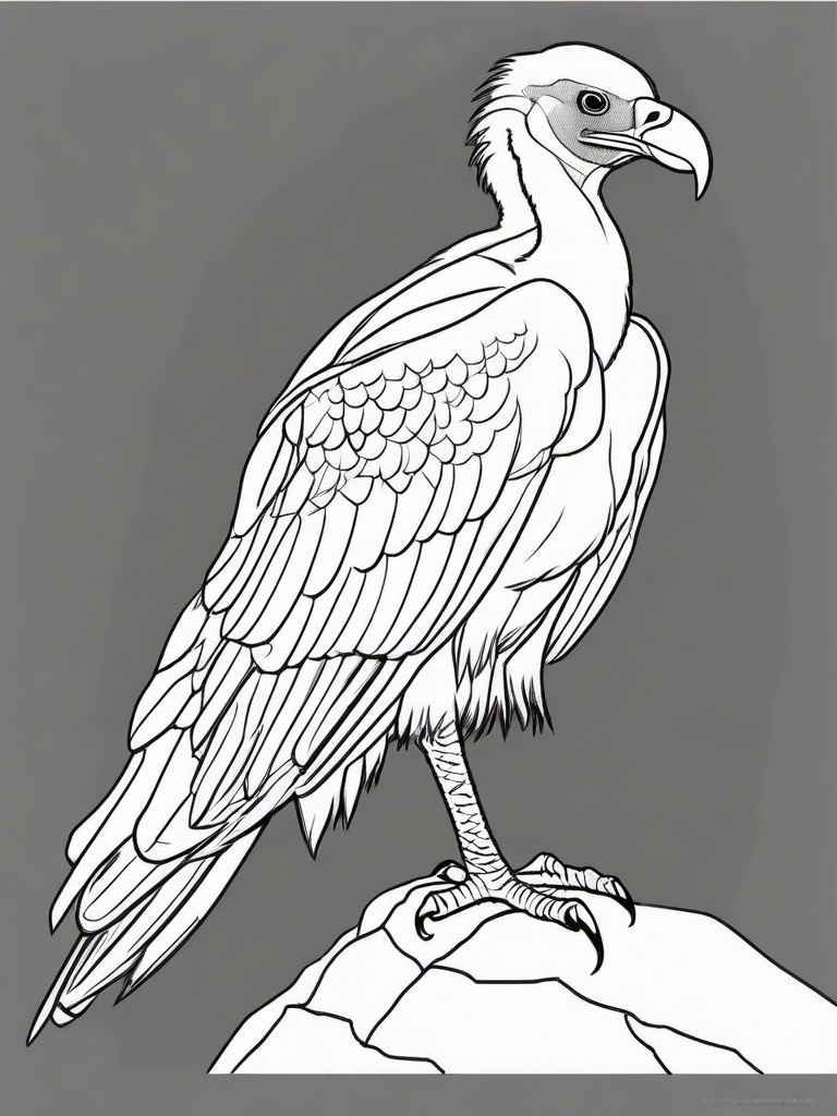 Vulture Coloring Pages - Bald Headed Carrion Eater  minimal black outline printable sheet, coloring page