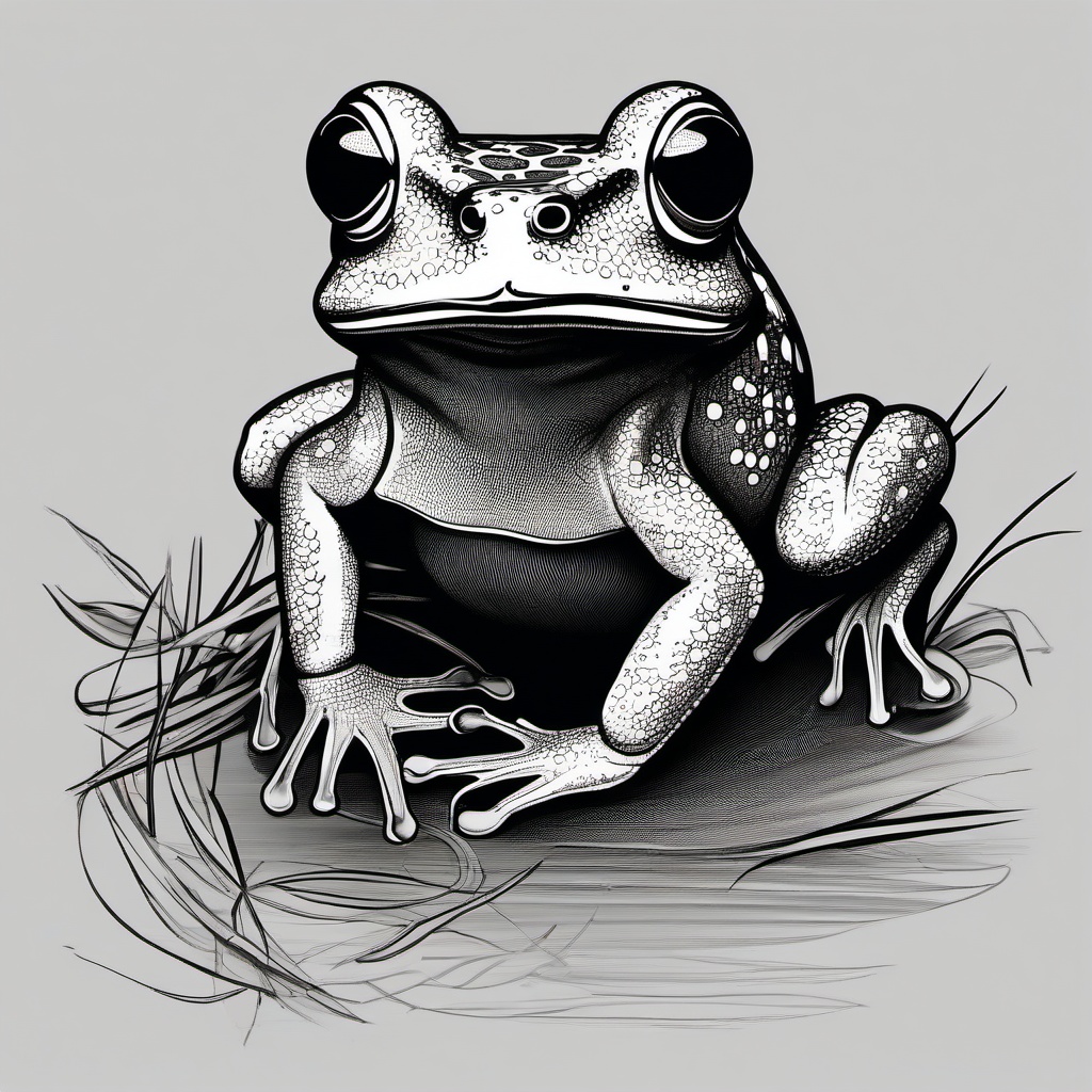 drawing of marshland frog  minimal rough sketch scribbles,doodles,black and white