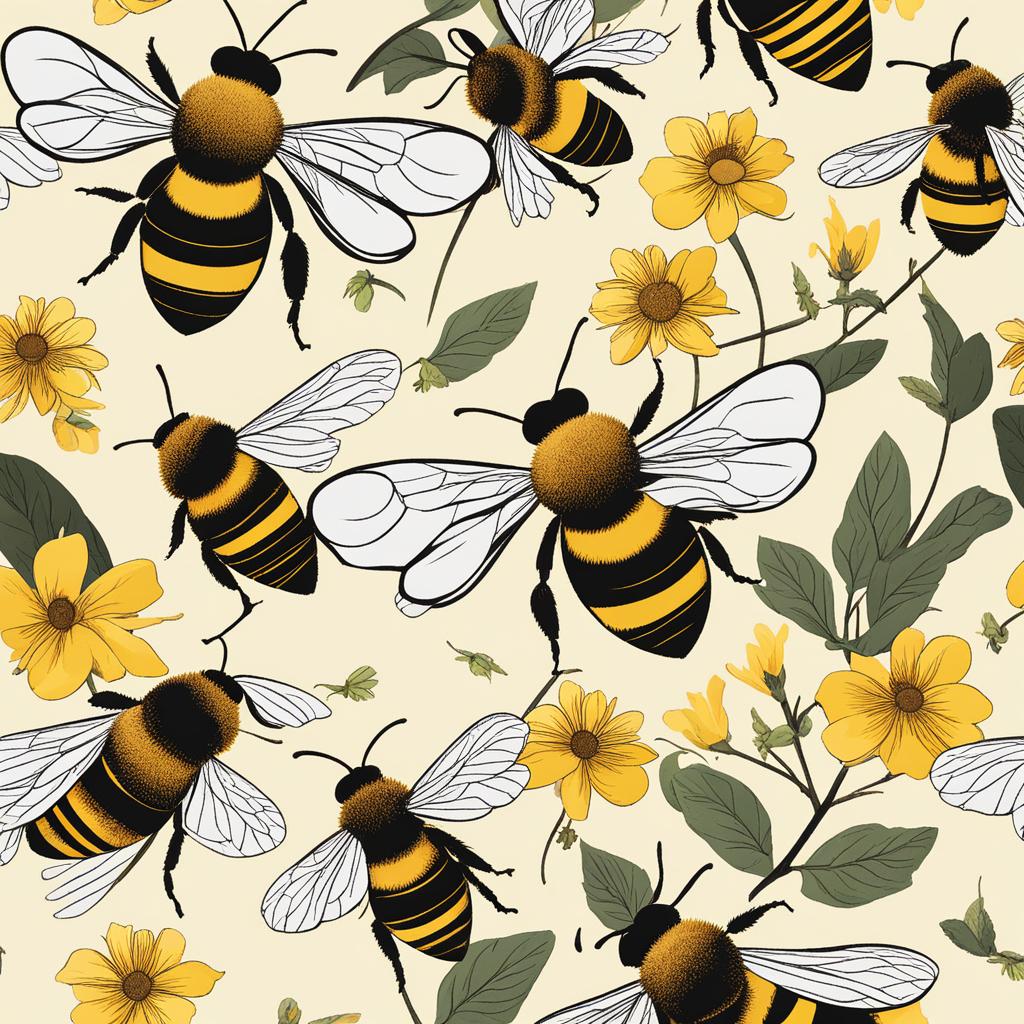 bee clipart - a buzzing and diligent bee gathering nectar. 