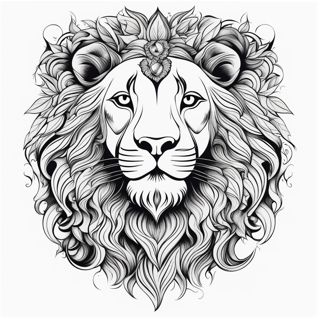 leo tattoo black and white design 