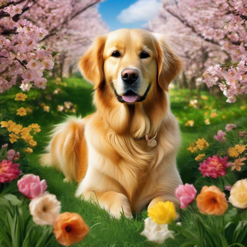 spring golden retriever wallpaper  ,background wallpaper