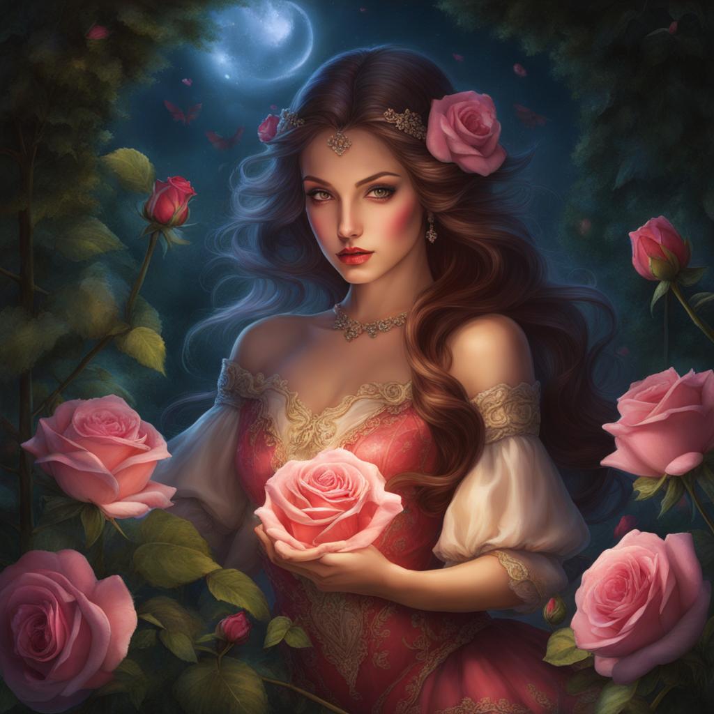 elemental hero poison rose enchanting the night in a mystical garden. 