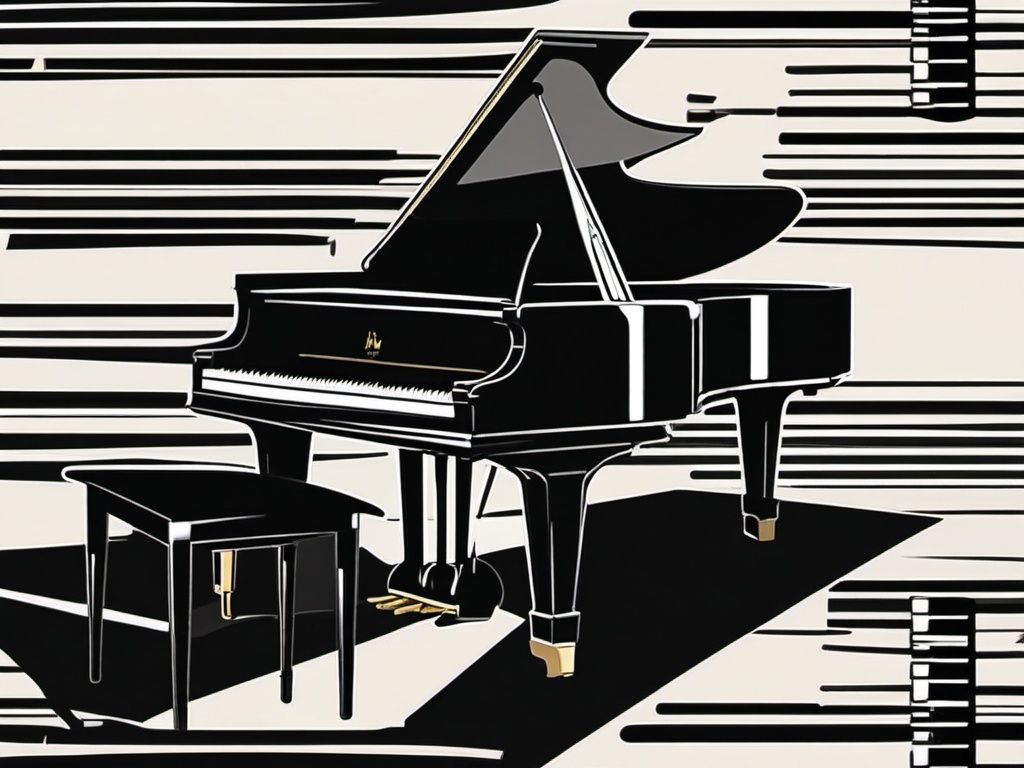 Piano Sticker - Playing beautiful melodies on the classic and timeless piano, , sticker vector art, minimalist design