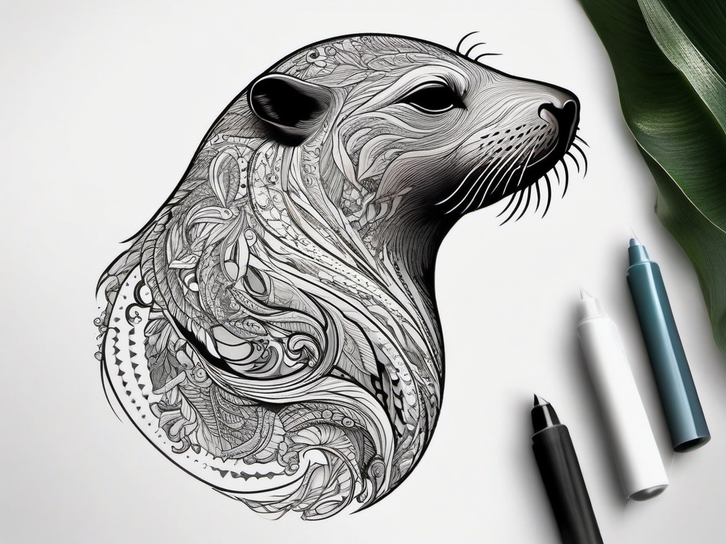 Sea lion tattoo, Tattoos inspired by the charming and aquatic sea lions. , color tattoo designs, white clean background