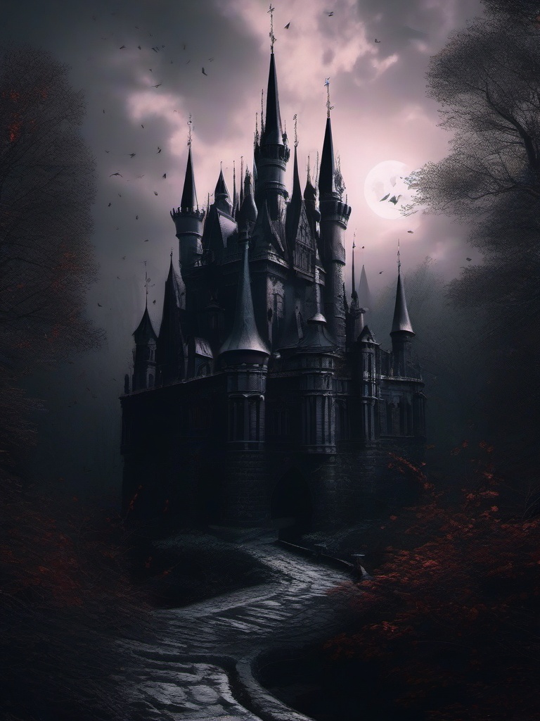 Dark Aesthetic Wallpaper - Mysterious Gothic Castle  intricate patterns, splash art, wallpaper art