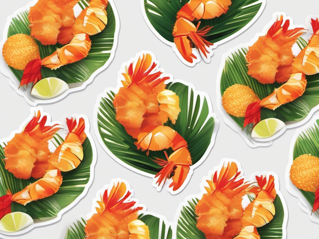 Coconut Shrimp Sticker - Indulge in the tropical and crispy delight of coconut shrimp, , sticker vector art, minimalist design