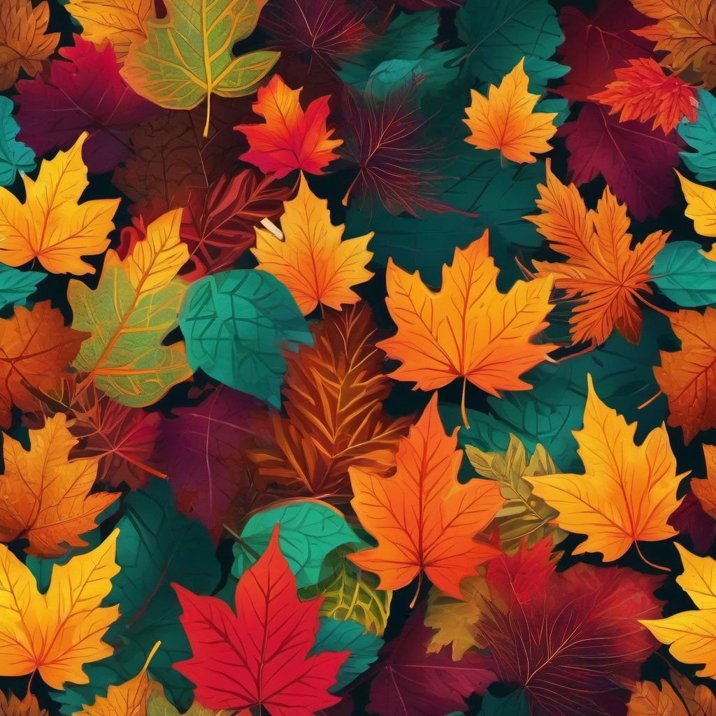 Fall Background - Colorful Leaves in Autumn Forest wallpaper splash art, vibrant colors, intricate patterns