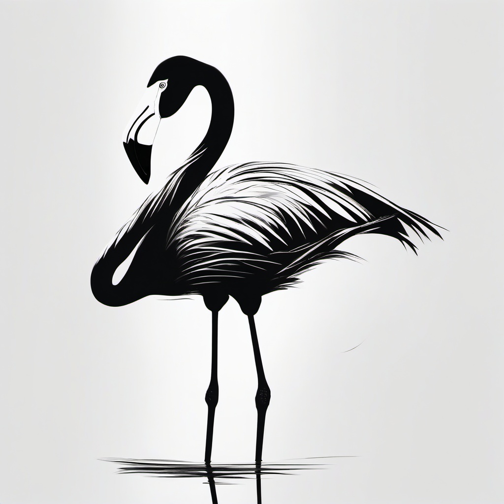 drawing of flamingo  minimal rough sketch scribbles,doodles,black and white