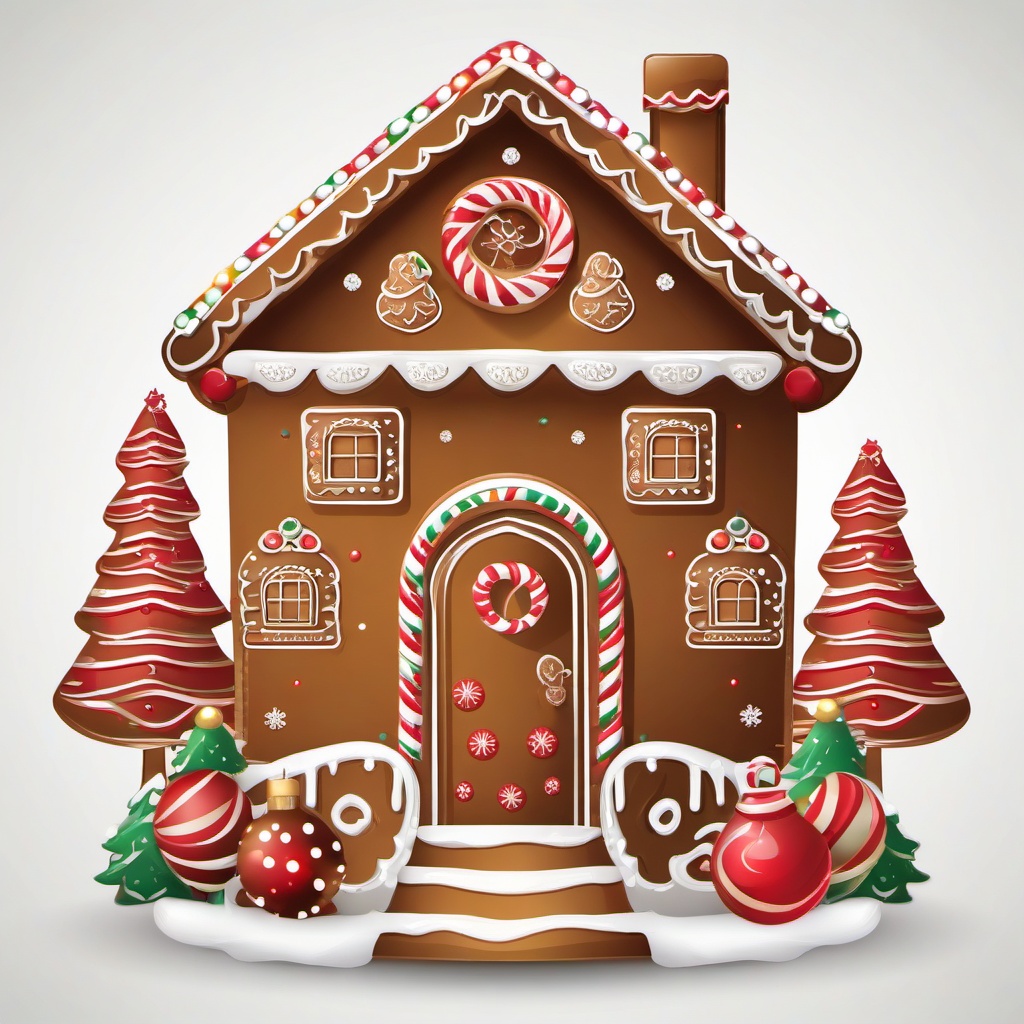 Gingerbread House clipart - gingerbread house with festive ornaments  color,minimalist,vector clipart