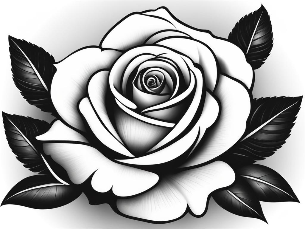 rose tattoo design black and white 