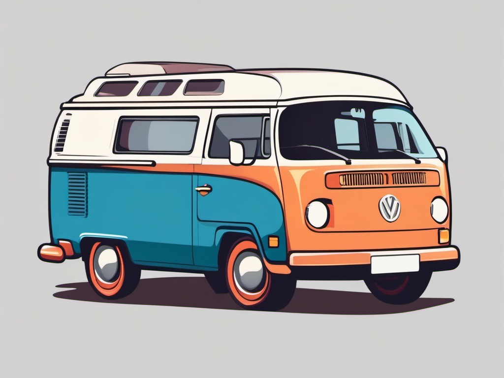 Camper Van Clipart - A cozy camper van for memorable journeys.  transport, color vector clipart, minimal style