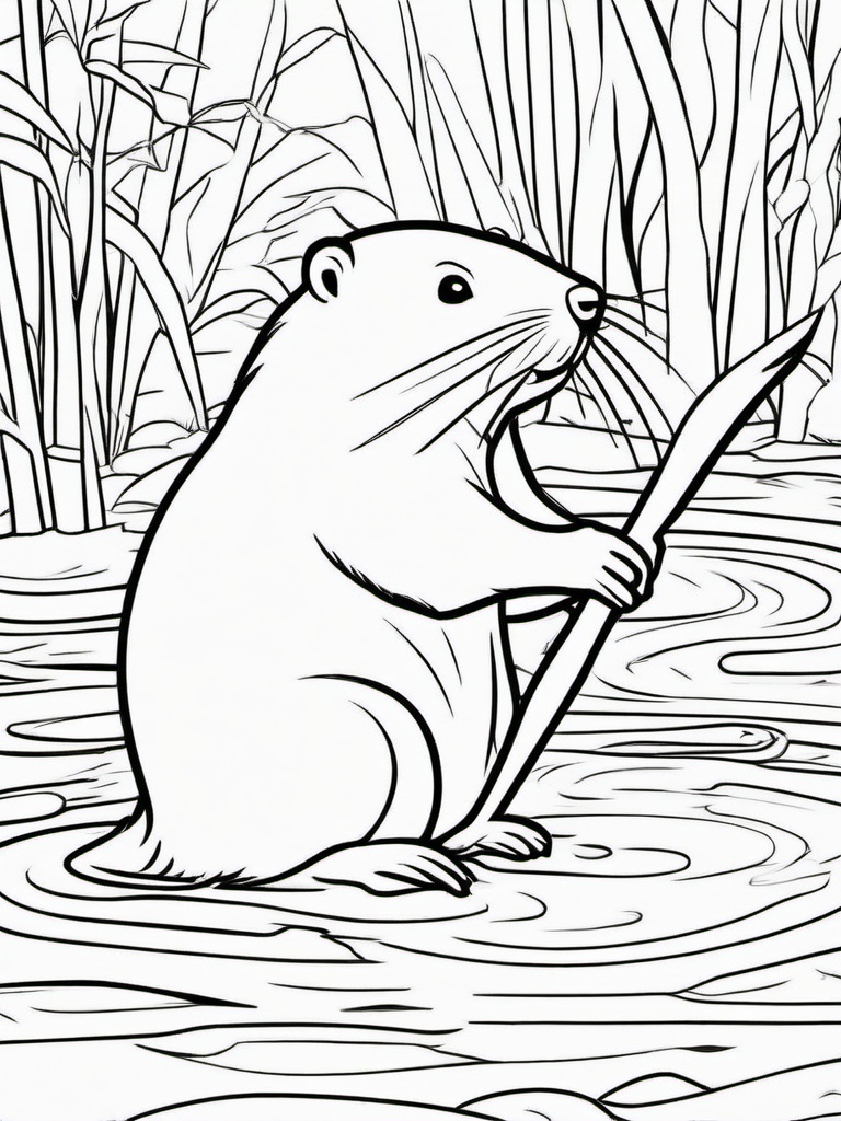 Beaver Coloring Page - Dam Building Animal  black outline printable coloring page