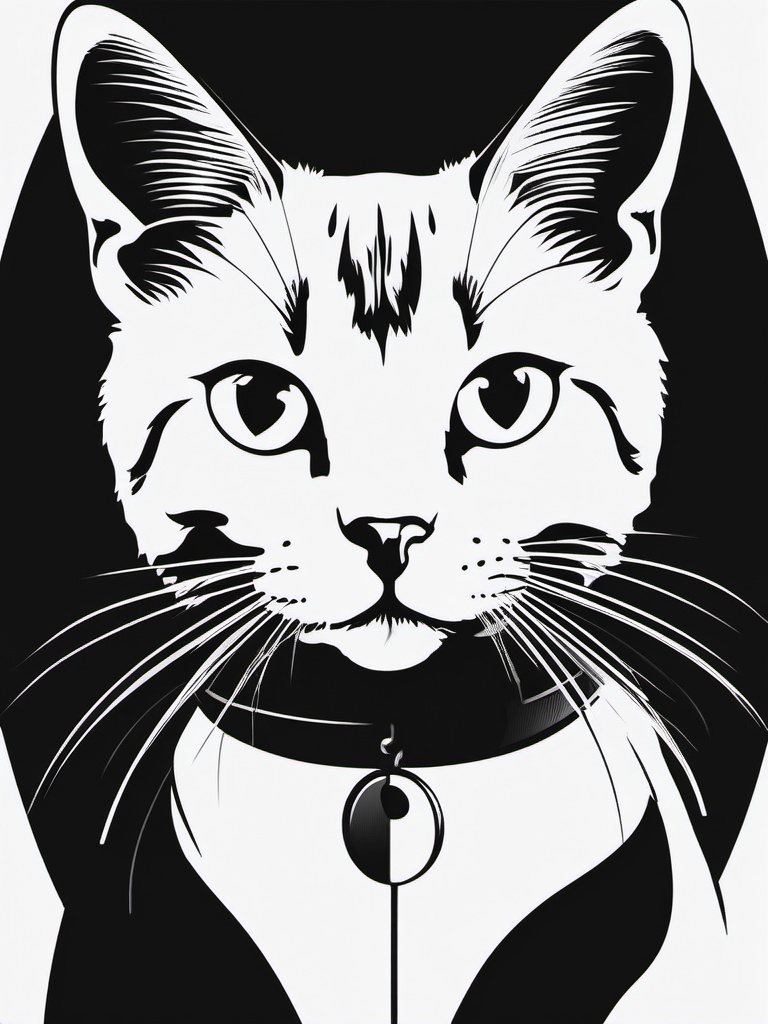 Clipart Black and White Cat,Designing a monochrome cat-themed poster with clipart black and white cat  simple, 2d flat