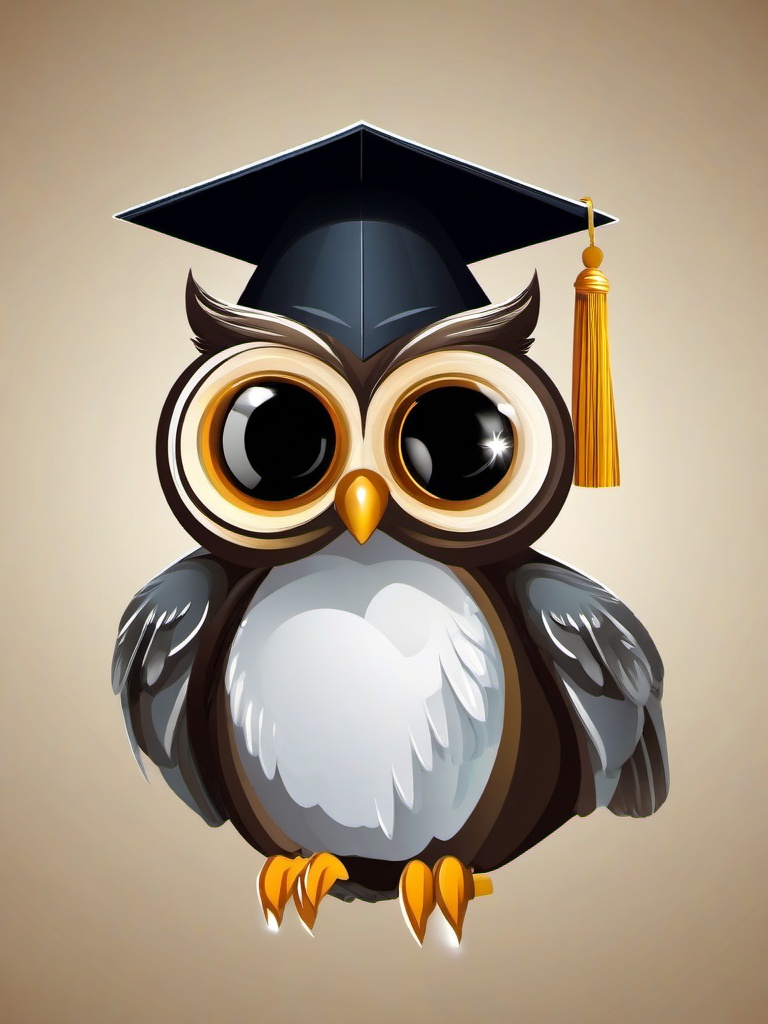 Owl clipart - owl with a graduation cap and diploma  