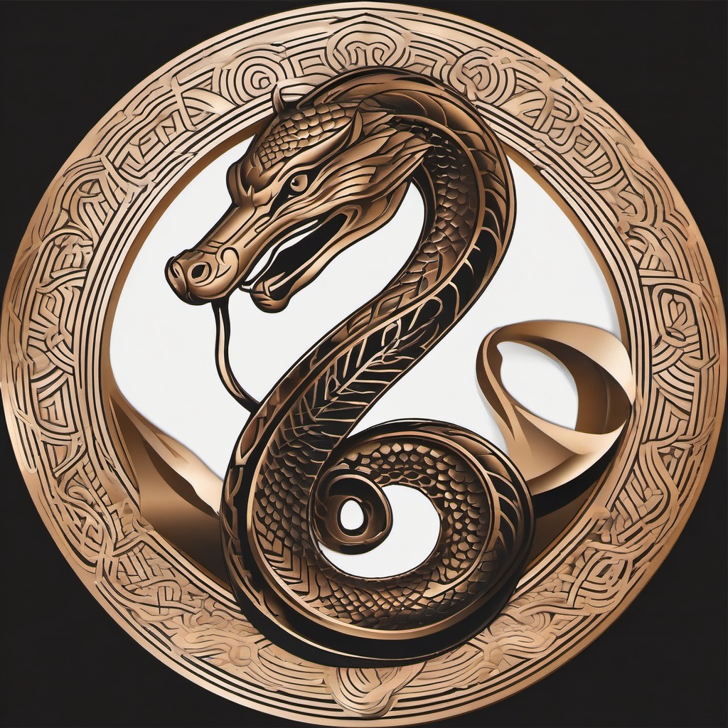 Bronze Serpent Tattoo - Tattoo featuring a serpent in bronze color.  simple vector tattoo,minimalist,white background