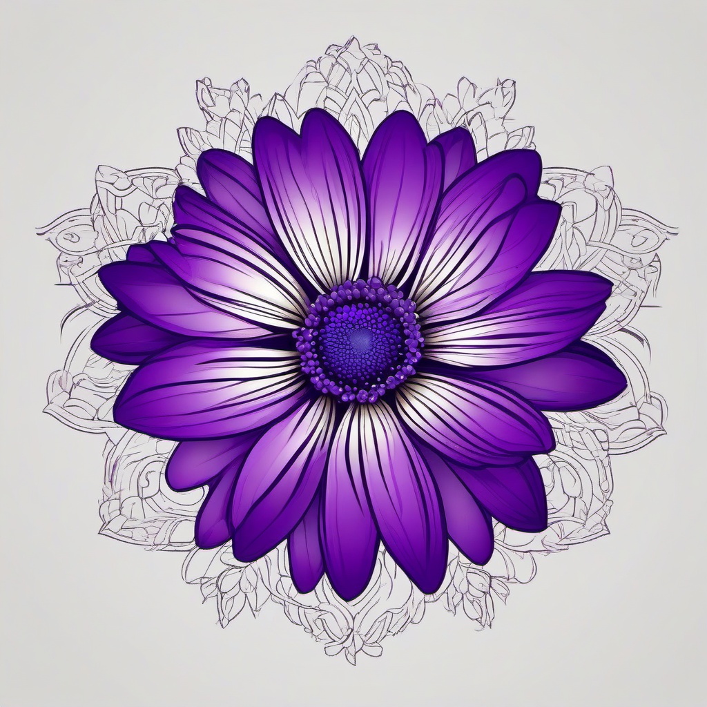 Purple Daisy Tattoo-Infusion of creativity and uniqueness with a purple daisy tattoo, symbolizing individuality and inspiration.  simple vector color tattoo