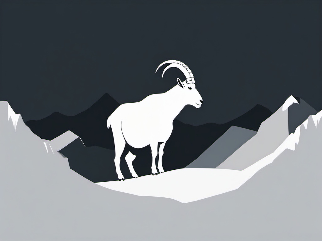 Mountain Goat cartoon  minimal, white background