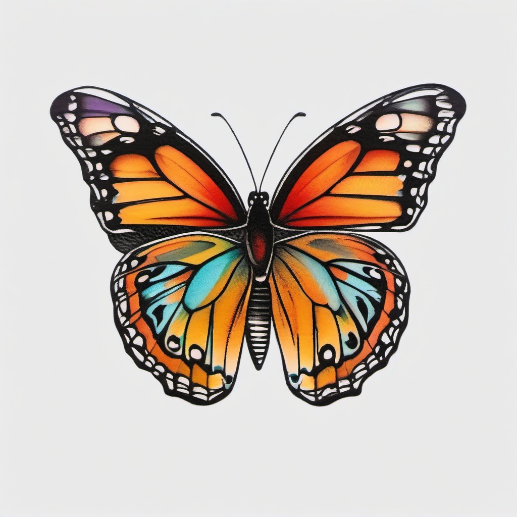 butterfly tattoo tramp stamp  simple color tattoo, minimal, white background