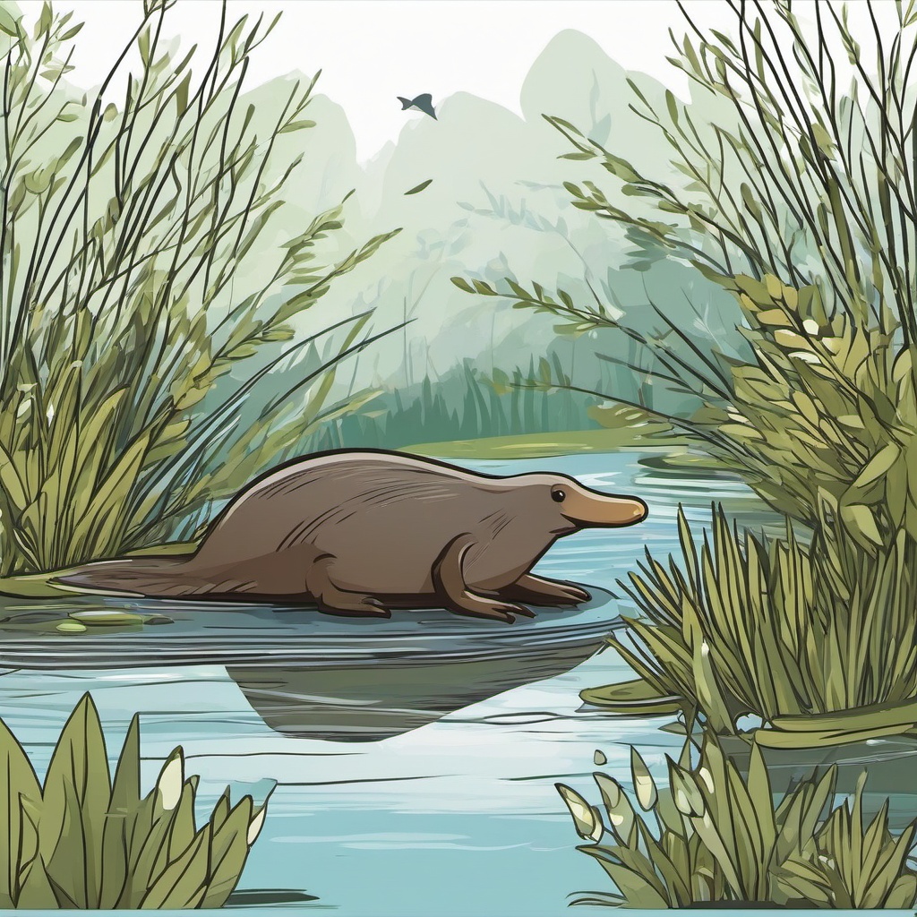 Cute Platypus in a Hidden Creek  clipart, simple