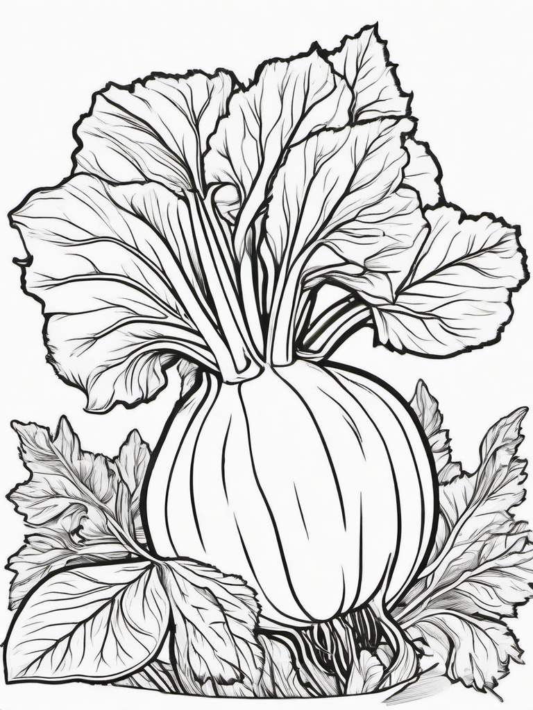 Vegetable Coloring Pages - Kohlrabi with bulb and leaves  simple coloring pages