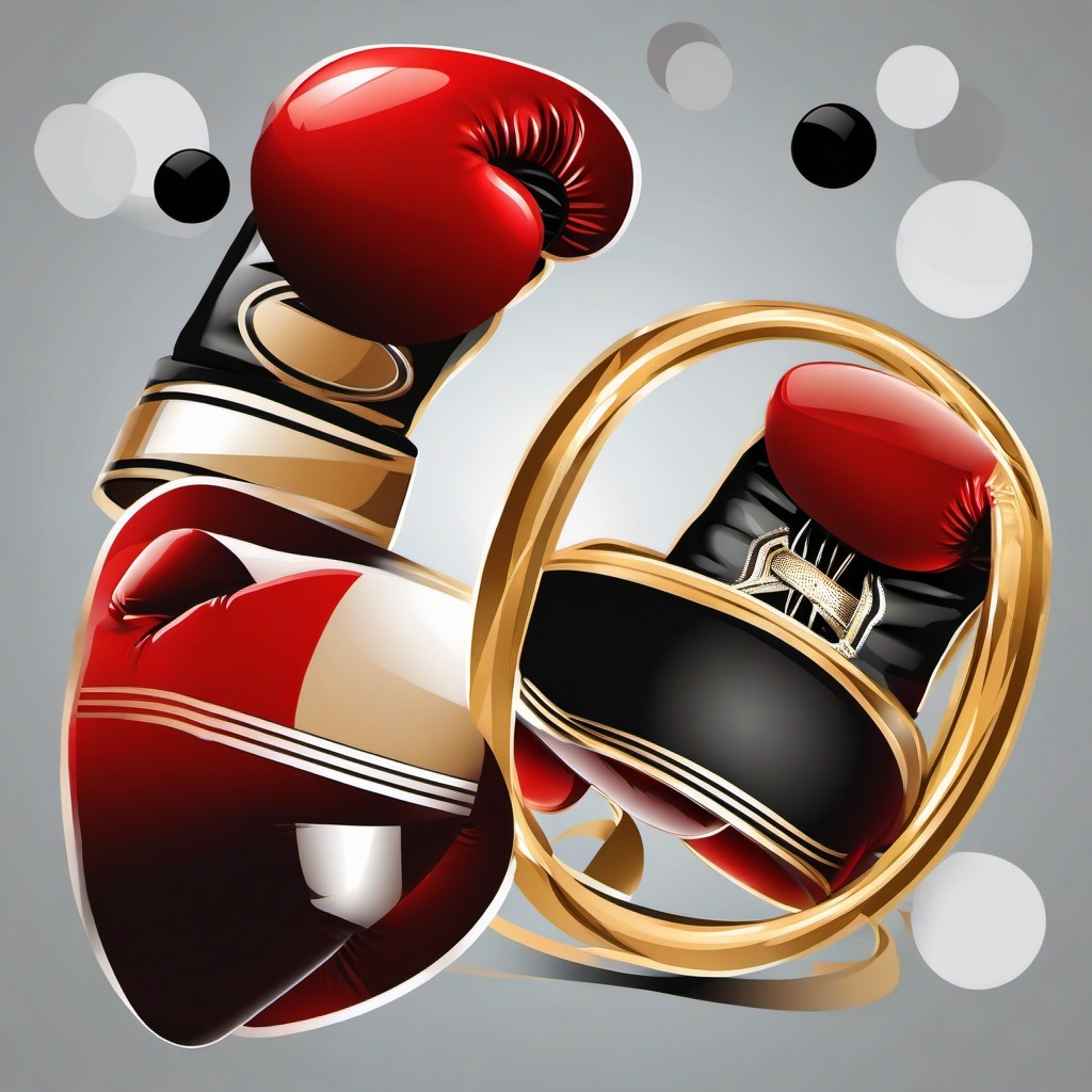 Sport clipart - boxing gloves and ring  vector clipart