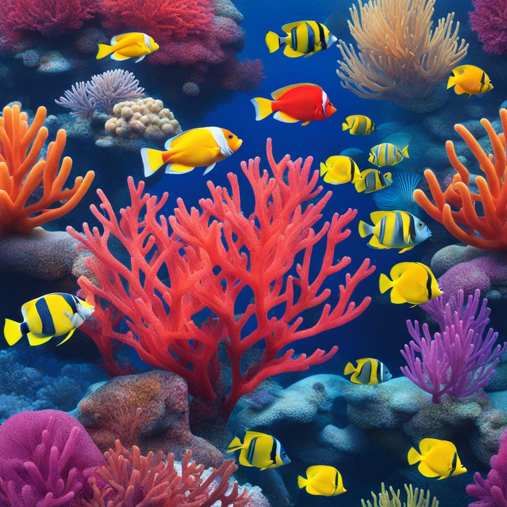 underwater world, exploring vibrant coral reefs, exotic fish, and the mysteries of the deep sea. 